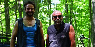 Star of Machine Gun Preacher Gerard Butler with the real Sam Childers